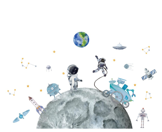 Samolepky na zeď dětské - Vesmír a kosmonauti