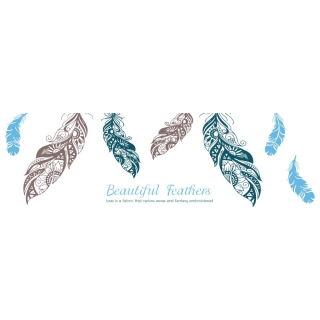 Samolepky na zeď - Peříčka modrá Boho dekorace 