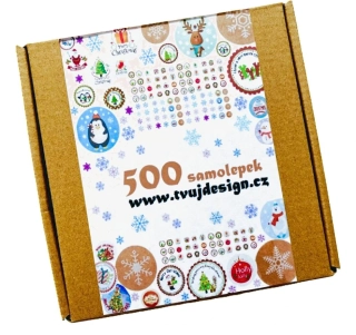 Dárková kreativní sada nálepek Vánoční samolepky - 500 ks v krabičce