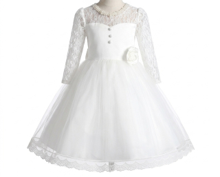 Dětské šaty družička slavnostní svatební bílé krajka perlička