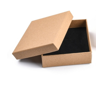 Dárková krabička s víčkem hnědá přírodní 9x9x3 cm karton