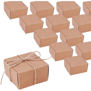 Krabička dárková hnědá malá skládací 6,2x6,2x3,5cm