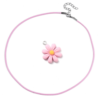 Dětský šperk přívěsek Kytička růžová a šňůrka na krk 