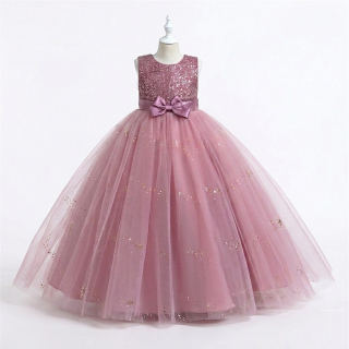 Šaty dětské dlouhé slavnostní Kate bobulové princeznovské s flitrem