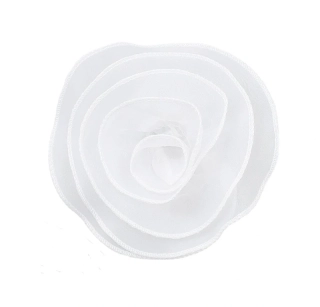 Elegantní bílá organzová brož - Květ růže (15 cm)
