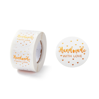 Samolepky Handmade with Love na dárky a balení – 100 ks