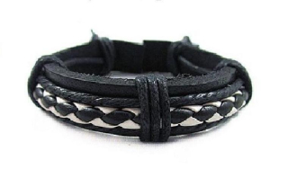 Pánský náramek přátelství kožený GUY černobílý