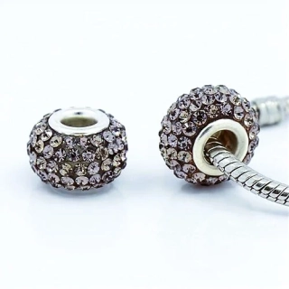Korálek na náramek s krystalky - černošedý black diamond - TOPBEADS