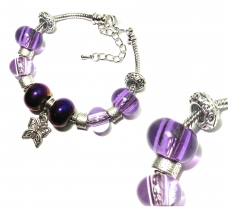 Náramek s korálky Voňavá FIALKA TOPBEADS 19-21 cm