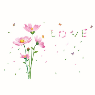Samolepky na zeď - Květina růžová Love