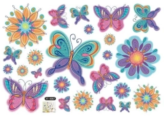 Samolepky na zeď - Kytičky a motýlci