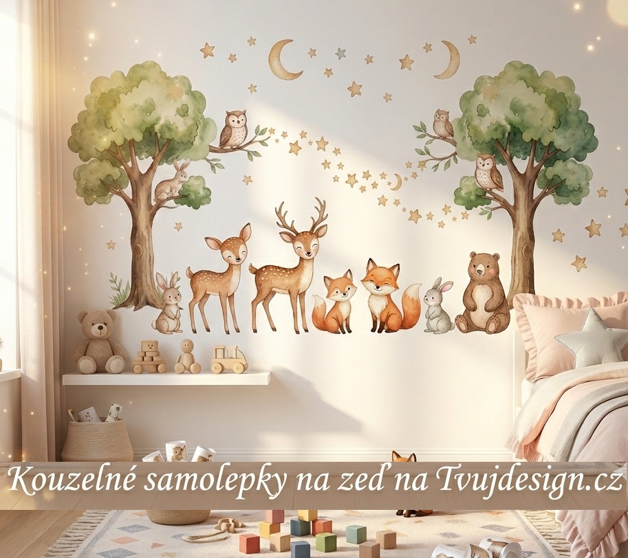 samolepky na zeď, které vyzdobí pokojíček a budou držet na zdi jen od Tvujdesign
